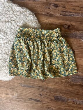 Speechless kids Olive Green Floral Gathered Skort with Yellow & Cream Flowers